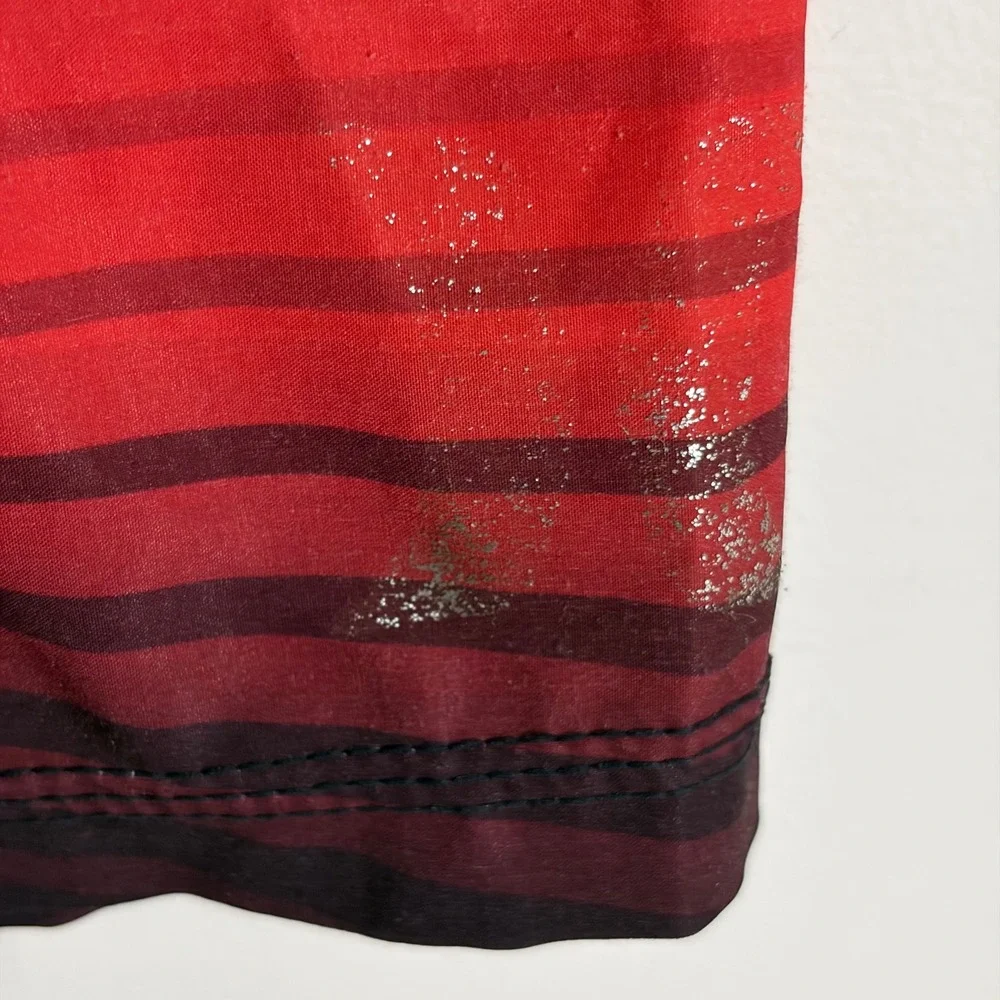 Hurley Phantom Mens Board Shorts Red Black Striped Swim Trunks Size 33
